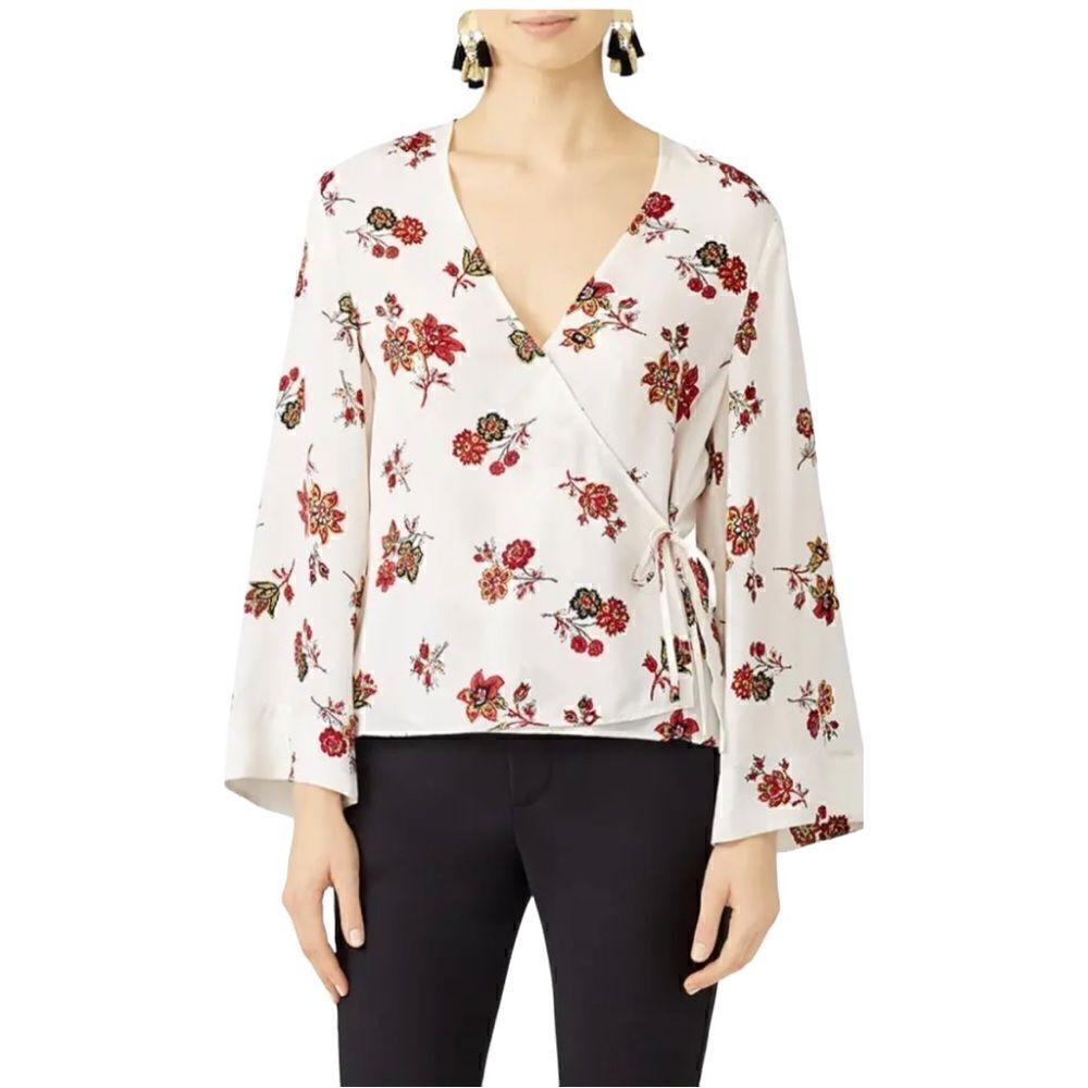 A.L.C. Silk Floral Wrap Blouse Top Size 4